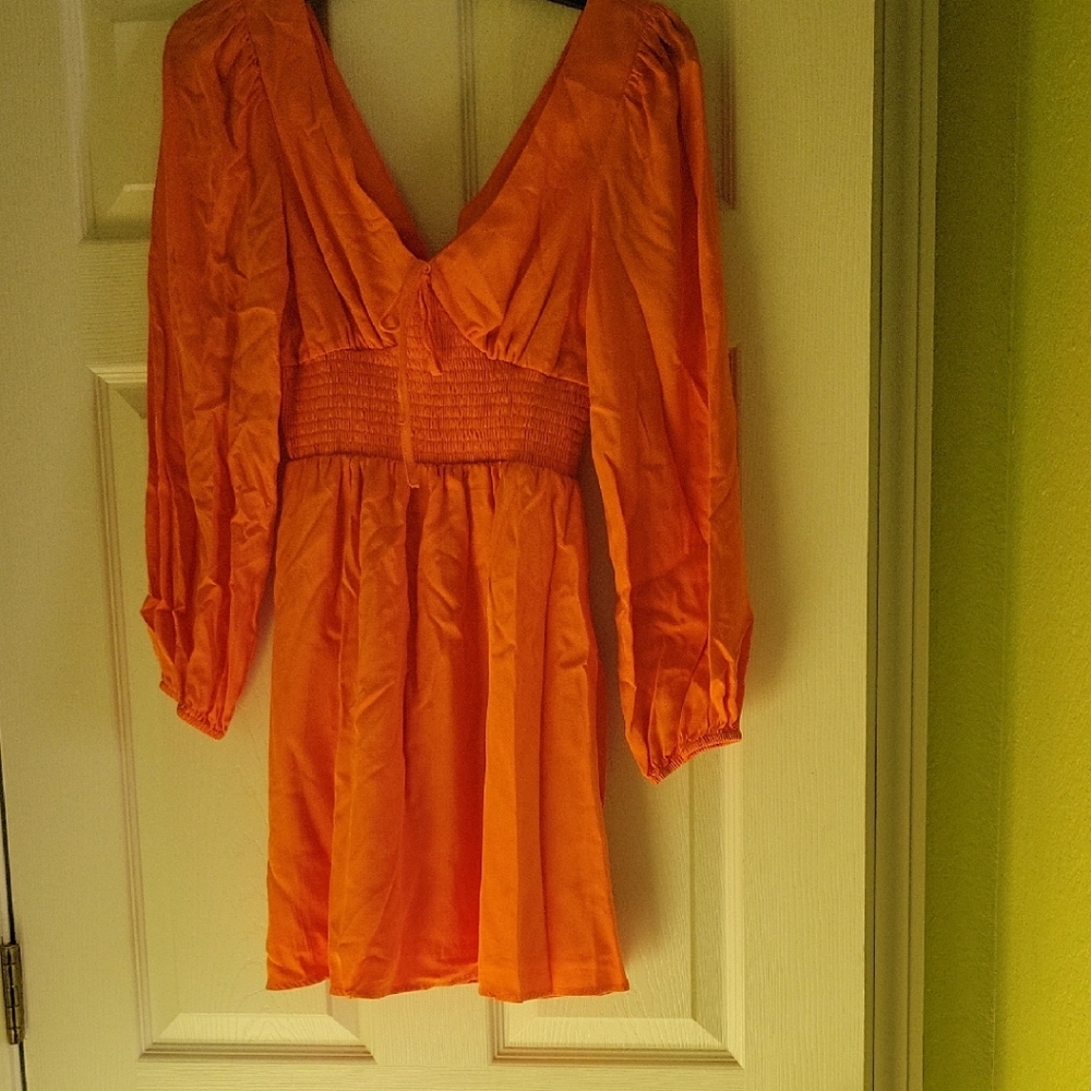 Vibrant Orange Long Sleeve Dress